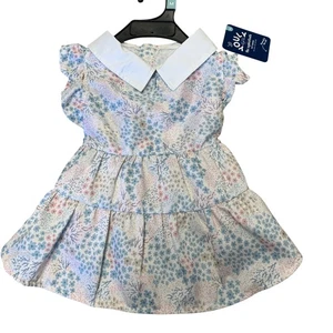 Youly Floral Pet Dog Dress M 16-18" White Collar Ruffle Sleeves Polyester - Picture 1 of 4