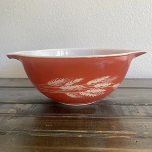 Vtg Pyrex Autumn Harvest Cinderella mixing bowl 442 wheat stalk Cottagecore Read - Picture 1 of 17