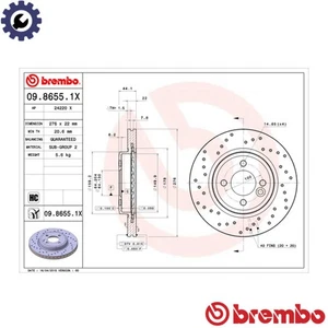 2x BRAKE DISC 09.8655.1X FOR MINI W10 B14 A 1.4L W11B16/W10B16A 1.6L 1ND 1.4L - Picture 1 of 9