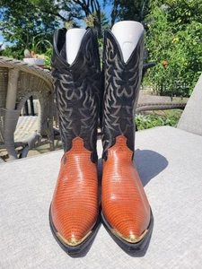 Custom Mens Two Tone Gold Trimmed Cowboy Boots - Picture 1 of 13