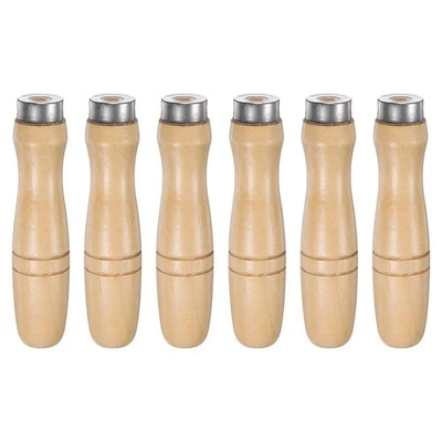 6pcs Wooden File Handle Round Hole Ergonomic Handles with Metal Collar for8126 - image 1 of 4
