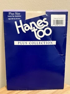 Vintage Hanes Too Plus Collection Control Top Sandalfoot Plus Sz 3Q Ivory - Picture 1 of 10