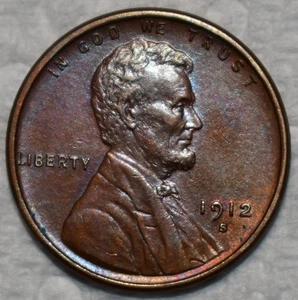 About Uncirculated 1912-S Lincoln Cent, Razor-Sharp specimen. - Picture 1 of 2