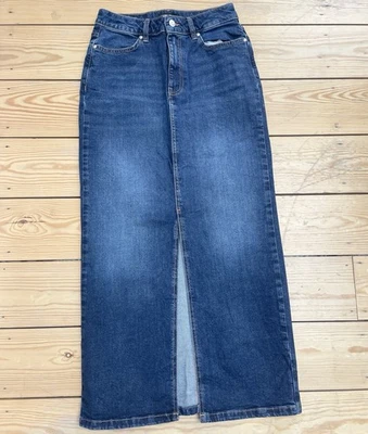 '  F&F blue denim stretch long maxi Skirt with front & back pockets Size 10 - Image 1 of 4