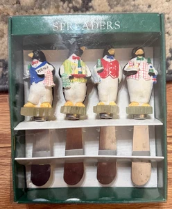 Boston Warehouse Set of 4 Penguin Host Servers Cheese Party Snack Spreaders 1996 - Picture 1 of 2