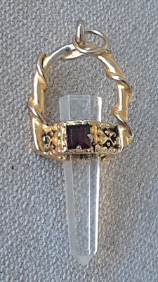 Vintage Crystal glass Hexagonal Point Healing Amulet Brass pendant - Image 1 of 4