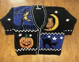 Cárdigan Suéter XL Tejido a Mano Vintage Marisa Christina II Halloween - Imagen 1 de 8