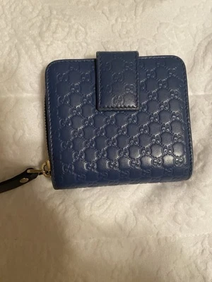 Gucci синий кожаный маленький бумажник - Изображение 1 из 4