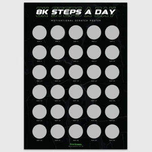 Scratch Off Poster - 8K Steps 30 Days of Fitness Motivation | Walking Challenge - Picture 1 of 5