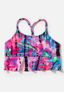 Justice Girl's Tie Dye Ruffle Bikini Top New With Tags - Picture 1 of 5