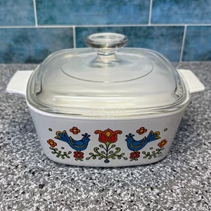 Cazuela cuadrada vintage CorningWare Country Festival de 1 3/4 cuartos con tapa - Imagen 1 de 6