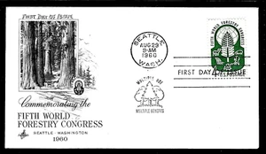 1156 4c Stamp (1960) FIFTH WORLD FORESTRY CONGRESS FDC BY ART CRAFT CACHETS - Picture 1 of 1