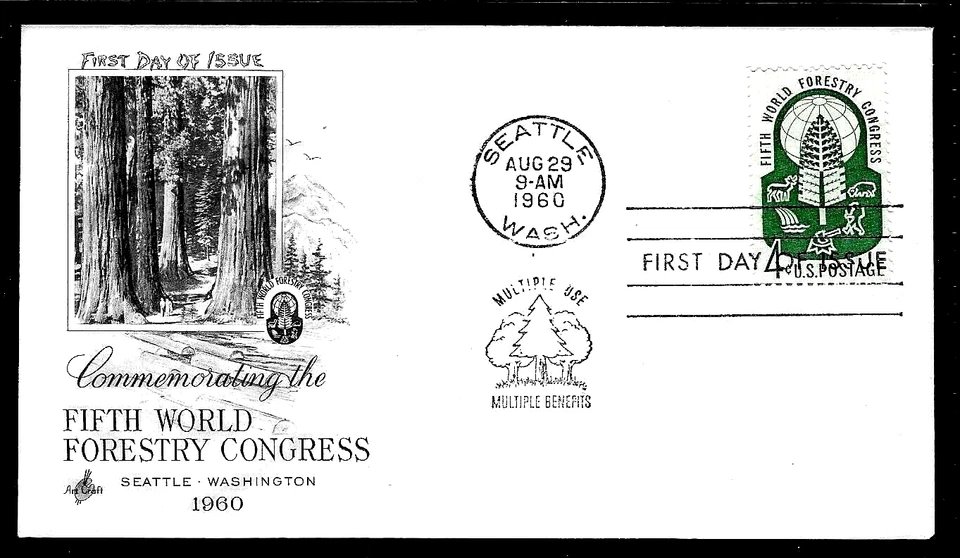1156 4c Stamp (1960) FIFTH WORLD FORESTRY CONGRESS FDC BY ART CRAFT CACHETS - Image 1 of 1