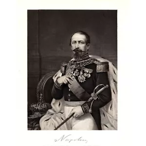 Napoleón Bonaparte III ca.1870 Original Antiguo Acero Grabado Retrato - Imagen 1 de 2