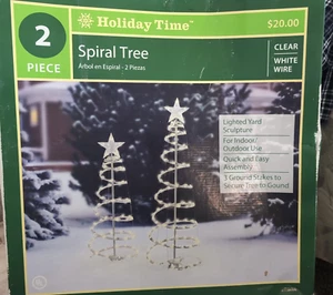Holiday Time Spiral Trees Clear White Light up Trees  4' & 2' Xmas mini bulb - Picture 1 of 4