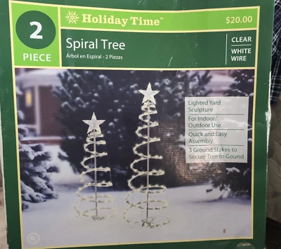 Holiday Time Spiral Trees Clear White Light up Trees  4' & 2' Xmas mini bulb - Image 1 of 4