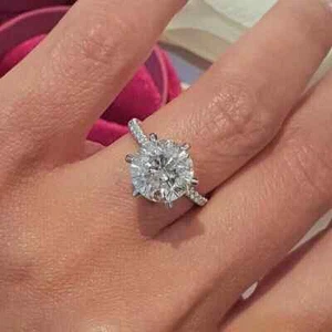 3Ct Round Cut Lab Created Diamond Women's Engagement Ring 14K White Gold Plated - Picture 1 of 6