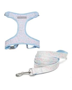 Laura Ashley 2PC Dog Harness and Leash Set Ainsley Blue Pink Floral Large Collar - Picture 1 of 8