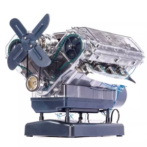 DIY Mini V8 Engine Model Kit Working Miniature Motor Silver Assembly Model NEW - Picture 1 of 11