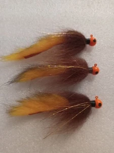 Smoo's Custom Jigs (3) 1/4 Oz. Possum/Fox Zonker Hair Jigs *554 - Picture 1 of 1
