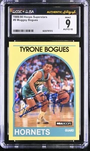 Tyrone Muggsy Bogues Signed 1989-90 Hoops Superstars Card #9 CGC 9 JSA 10 Auto - Picture 1 of 2