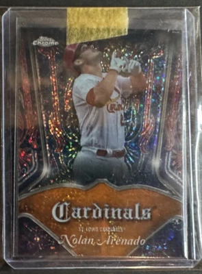 2022 Topps Chrome Pinstriped P-4 Nolan Arenado Orange 03/25 - Image 1 of 2