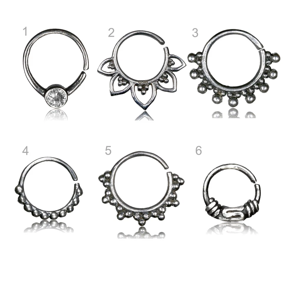 Orecchio Piercing Anello Naso Argento Setto Vintage Antico Trago Helix Bali Z521 - Immagine 1 di 1