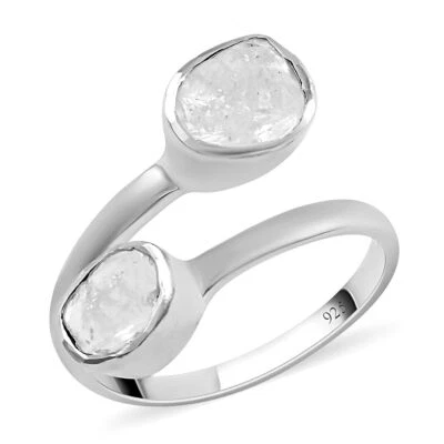 ¡¡DE MODA!! Anillo de diamantes Polki bypass abierto de 0,50 quilates enchapado en platino talla 7 Foto 1 de 4