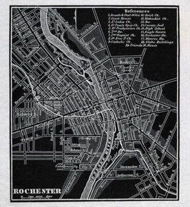 1836 Gordon Map Rochester NY City Plan Genesee River Falls New York - Woodcut - Picture 1 of 3