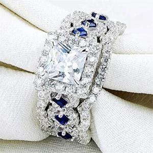 3 Teile/Set wunderschöne versilberte Zirkonia Ringe für Damen Hochzeit Schmuck - Bild 1 von 6