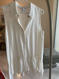 Diane Von Furstenberg Ivory Silk Ruffle Hem Side Slit Top 10 - Bild 1 von 6