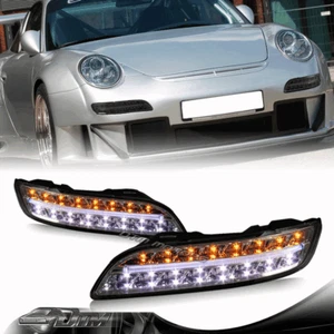 For 2004-2009 Porsche 911 997 Smoke Housing DRL LED Turn Signal Bumper Lights - Bild 1 von 5