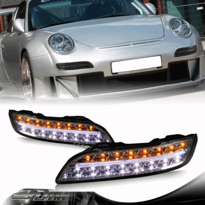 Luces de parachoques LED intermitentes DRL carcasa de humo para Porsche 911 997 2004-2009 Foto 1 de 4