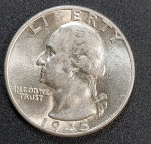 1945-P Washington Quarter AU - Nice Luster -0504-15 - Picture 1 of 2