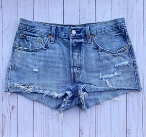 Pantaloncini vintage Levi's a vita alta jeans mamma effetto invecchiato 30X11 - Foto 1 di 6