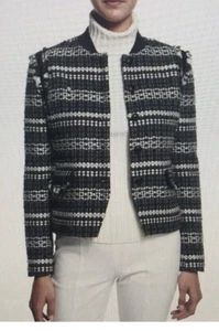 $495 NWT Tory Burch Norfolk Horseback Tweed Button- Front Jacket sz 0 - Picture 1 of 11