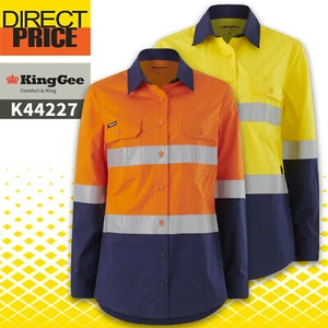 KingGee Womens Workcool Vented Spliced Spliced Shirt Taped Long Sleeve K44227 - Picture 1 of 8