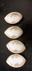 Antique Set Of 4 Nippon Moriage Porcelain Salt Cellar Dishes Floral - Picture 1 of 9