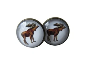 Moose Cufflinks Wildlife Cuff Links Animals Wedding CL22 - Picture 1 of 3