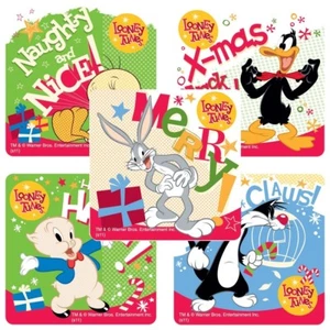 Looney Tunes Christmas Stickers x 5 - Santa Stocking Xmas Party Bugs Daffy Duck - Picture 1 of 3