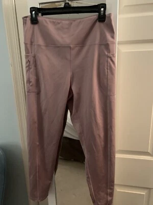 ADRIENNE VITTADINI 女式打底裤裤子运动服粉色 XL 码侧袋 — 第 1/2 张图片