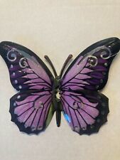 Butterfly Wall Art Purple Metal Garden Ornament Indoors Outdoors 270830B