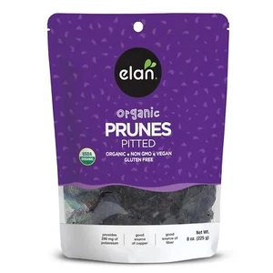 Elan Organic Pitted Prunes, 7.9 oz, Natural Dried Fruit, No Sugar Added, Sulphit - Picture 1 of 4