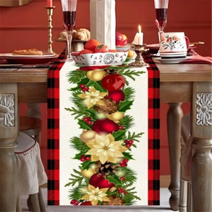 Weihnachtsbäume Tischläufer Ornament Küche Esstisch Urlaub Party Dekor - Bild 1 von 17
