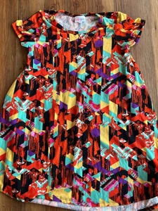 LulaRoe Girls Dress Size 8 Red Black Purple Yellow Geometric Art Pattern - Picture 1 of 5