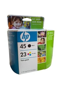 Cartuchos de impresión originales HP Inkjet 45 negros y 23 tricolores paquete doble - caducados - Imagen 1 de 7