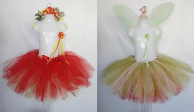 Reversible Tutu Red / Green Belle Tinkerbell Wand Wings Fancy Dress Age up to 6 - Image 1 of 4