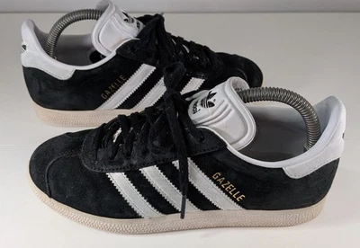 Adidas Originals Gazelle Shoes Black White Gold Size UK 3.5 Unisex Sneakers - Image 1 of 4