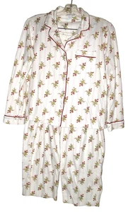 Charter Club cremefarbener Intim-Pyjama mit roten Rosenknospen Damen Petite Large PL - Bild 1 von 5