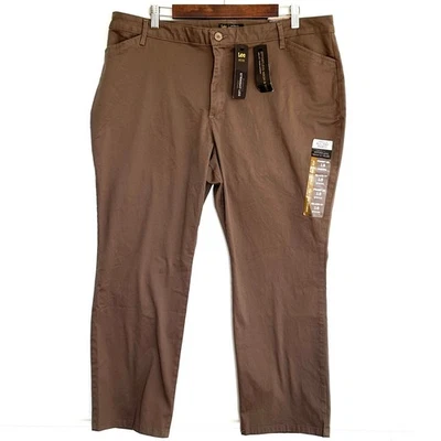 Pantalones Lee Petites para mujer talla 18 marrón calce relajado pierna recta tiro medio nuevos con etiquetas Foto 1 de 4